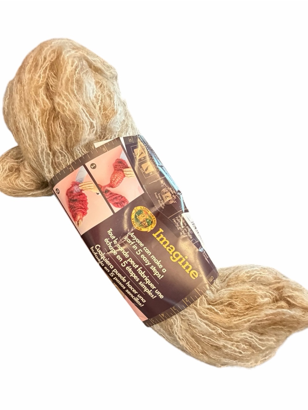 Lion Brand Yarns Imagine Scarf Yarn 1 Skein BROWN SUGAR 312 1.4 Oz 8 Yards New